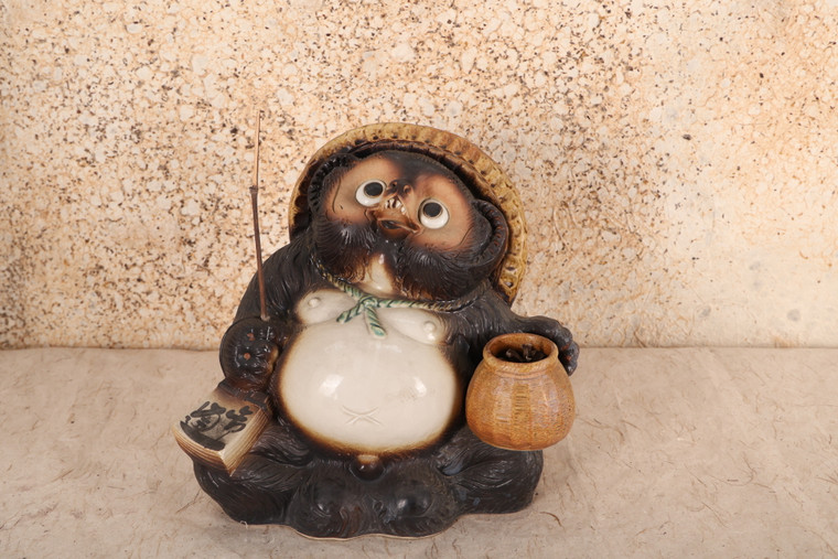 Vintage Japanese Raccoon Dog Tanuki Statue — 1980, Showa Era (SKU: 25M-392-1) - 1
