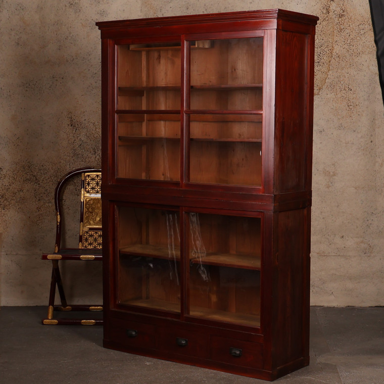 アトリエ・ヴィンテージ Antique Japanese Glass Mizuya Kitchen Chest — Japanese Cedar 1920