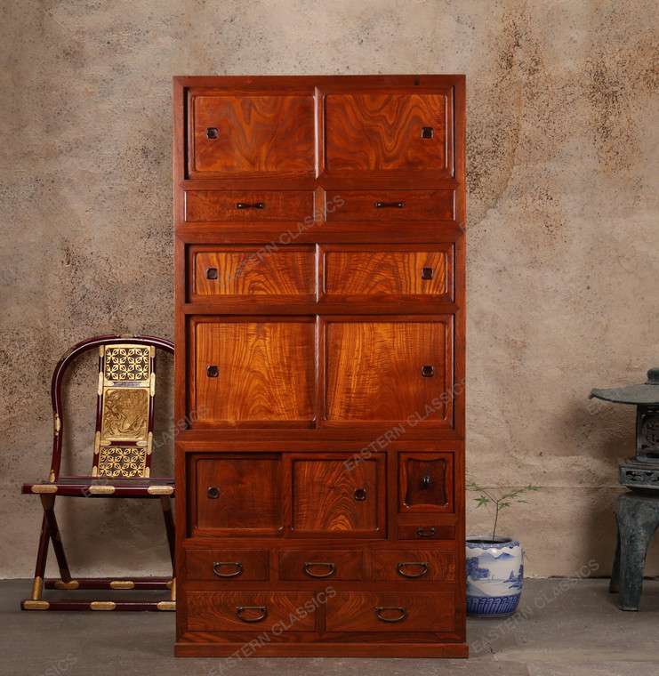 Antique Japanese Tea Chest — Keyaki, 1920, Taisho Era (SKU: 25M-C303) - 1