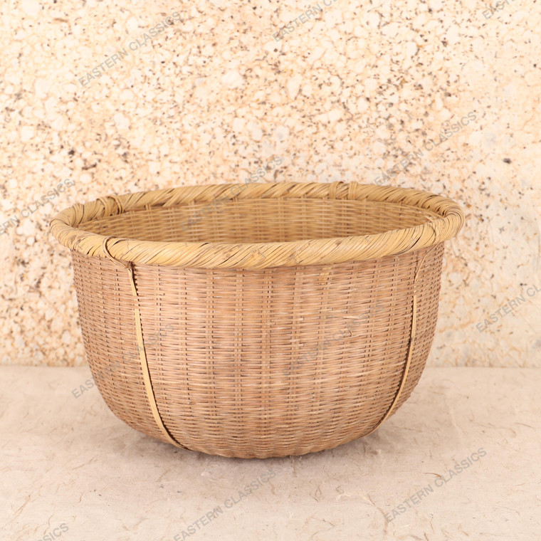 Vintage Japanese Harvest Basket — Woven Bamboo, 1980s (SKU: 25M-537-4) - 1