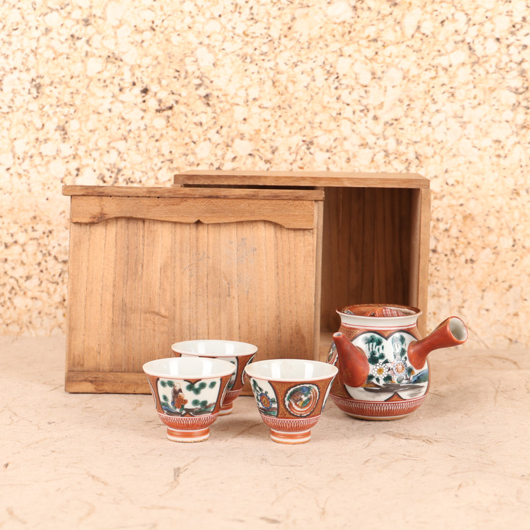 Antique Japanese Kutani Tea Set — Porcelain, 1920, Taisho Era (SKU: 25M-422)