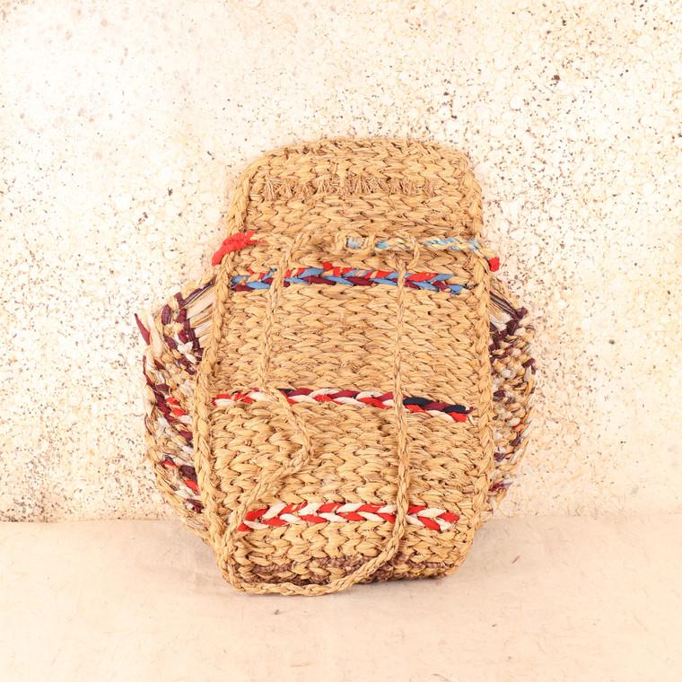 Vintage Japanese Hand-Knitted Back Pad Bandorii — Straw, 1950, Showa Era (SKU: 25S-0930-4) -1