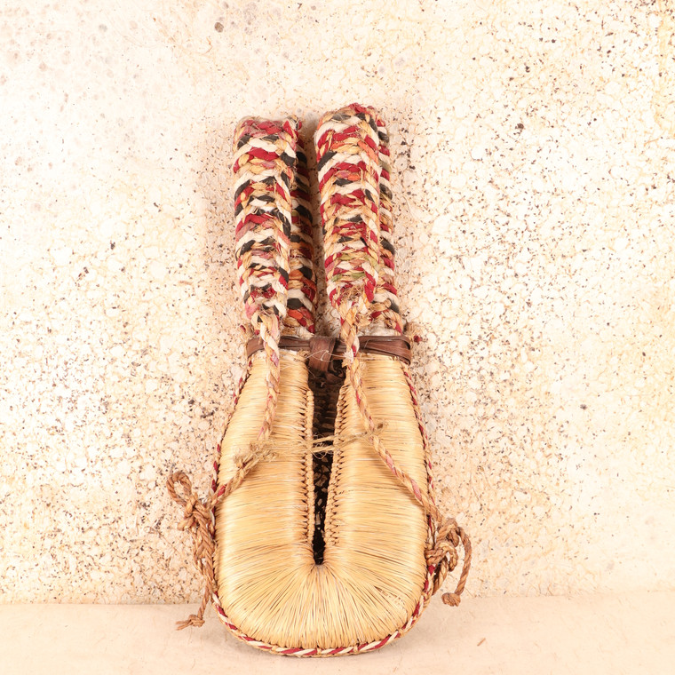 Vintage Japanese Hand-Knitted Back Pad Bandorii — Straw, 1950, Showa Era (SKU: 25S-0930-3) - 1