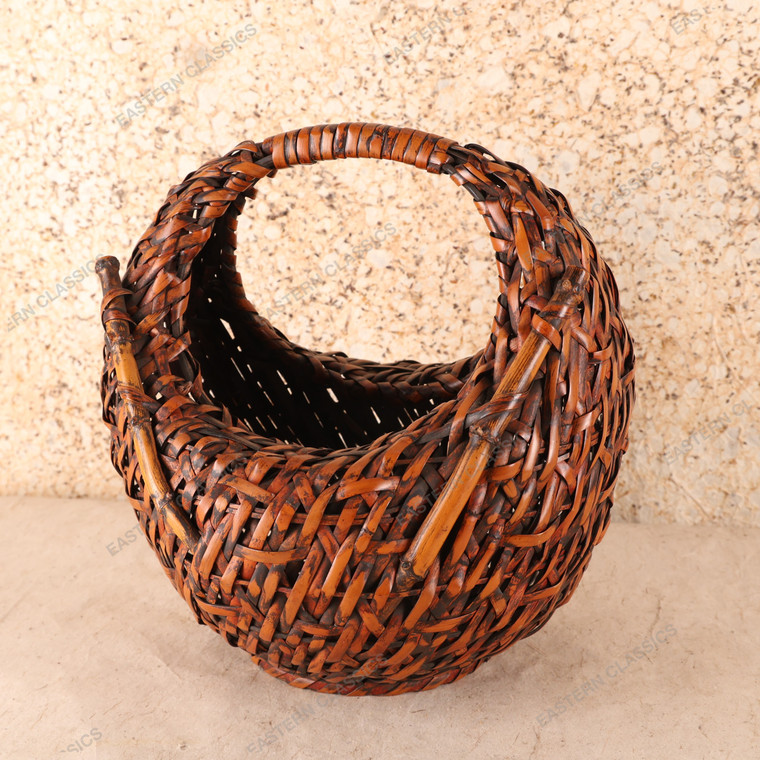 Antique Japanese Flower Basket — Bamboo, 1920, Taisho Era (SKU: 25S-669-1) - 1