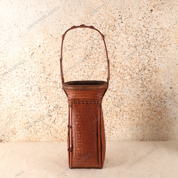 Vintage Japanese Flower Basket — Bamboo, 1950, Showa Era (SKU: 25S-663-1) - 1