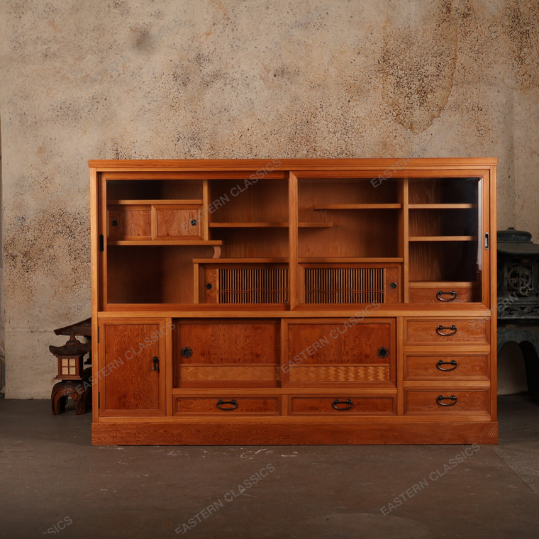 Vintage Japanese Cha Tansu Tea Chest With Sliding Doors Shelves And Multiple Drawers — Kiri (SKU: 25S-C417) - 