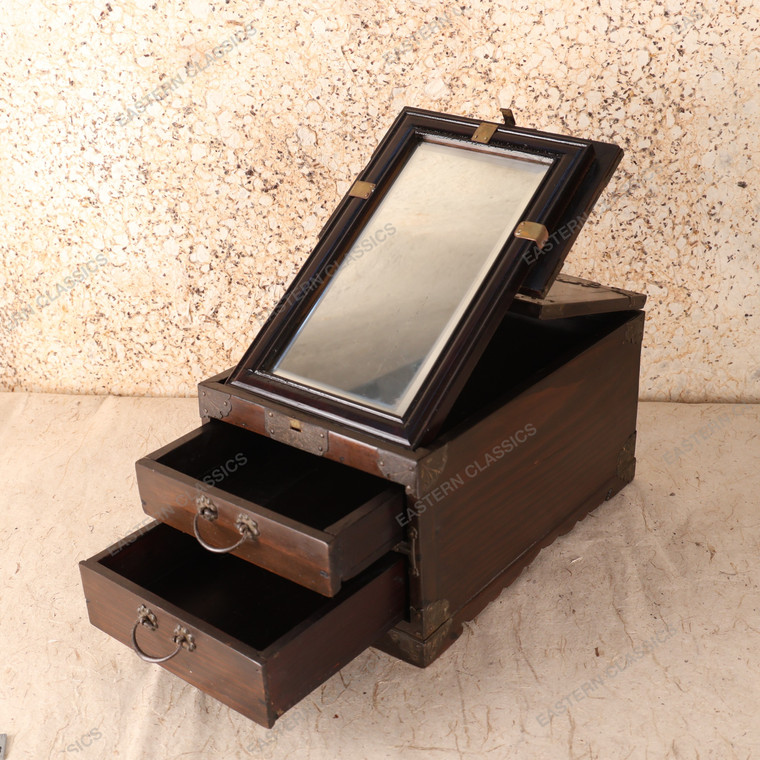 アトリエ・ヴィンテージ Antique Japanese Mirror Box — Wood, 1920, Taisho Era (SKU: 25S-768