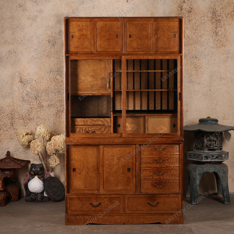 Antique Japanese Cha Tansu Tea Chest With Framing Hikido And Unique Drawer Pulls — Kiri (SKU: 25S-C403-2) - 4