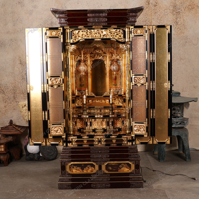 Vintage Japanese Buddhist Altar Butsudan — Wood, 1950, Showa Era 