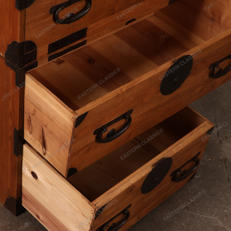 Antique Japanese 2-Section Kimono Tansu – Kiri Wood Chest with