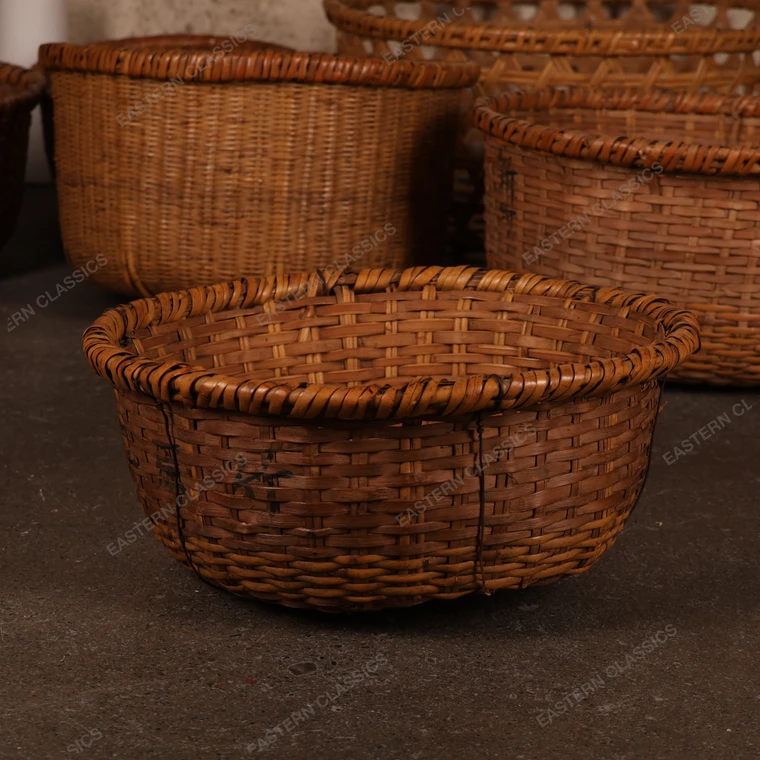 Vintage Japanese Kago Handwoven Basket — Rattan (SKU: 25S-484-6) -