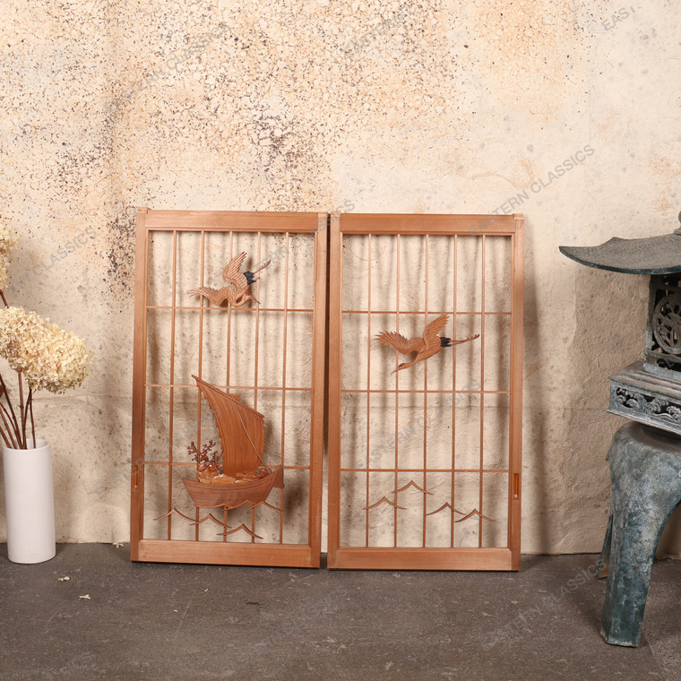 Vintage Japanese Shoin Door Panel — Traditional Wooden Architectural Element, 1940, Showa Era (SKU: 25S-620) - 1