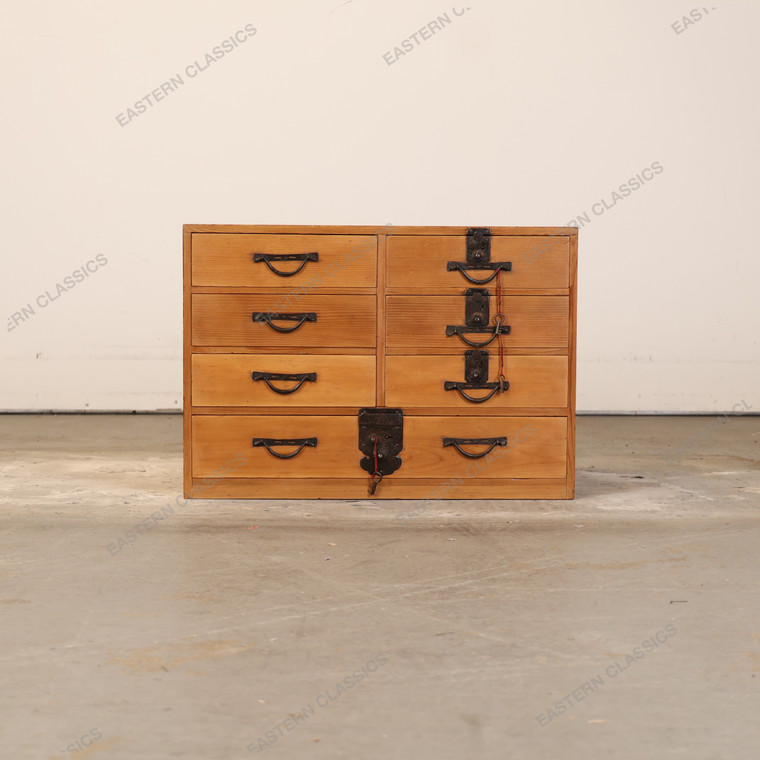 Antique Japanese Ko Tansu Small Chest With Multi Sized Hirute Pull Drawers (SKU: 25D-G013) -