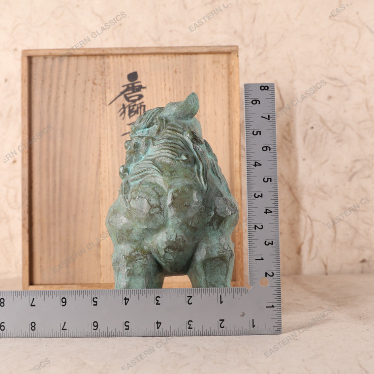『獅子』唐金　時代　置物　喧嘩獅子 Japanese Vintage Bronze Lion (Karajishi 唐獅子) (SKU# 25D-394)