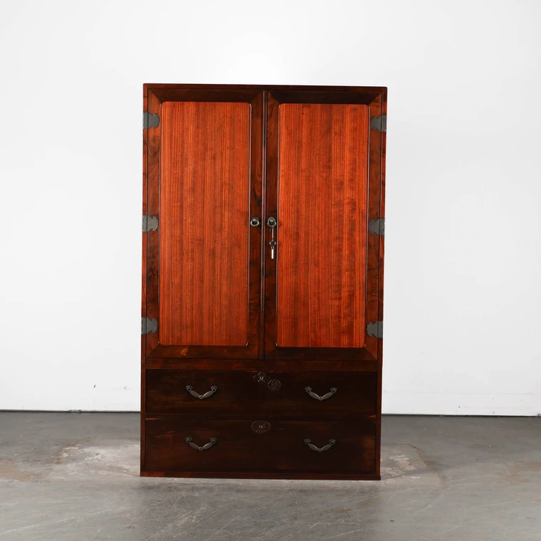 Antique Japanese Kimono Tansu Chest With Distinctive Hardware (SKU: 25D-A481-2) -