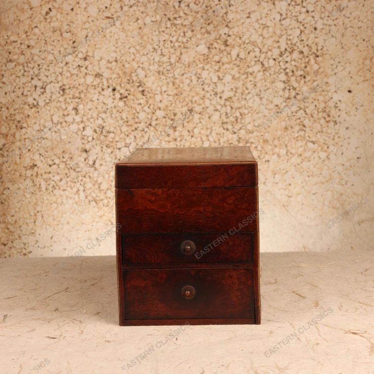Money Box Antique Japanese Ink Box 1912 1926 — Wood, Taisho Era (SKU: 26M-031) - 1