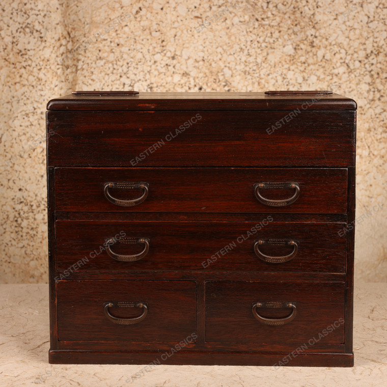 Sewing Boxes Antique Japanese Haribako Sewing Box 1927 1945 Early — Wood, Showa Era (SKU: 26M-556-10) - 1