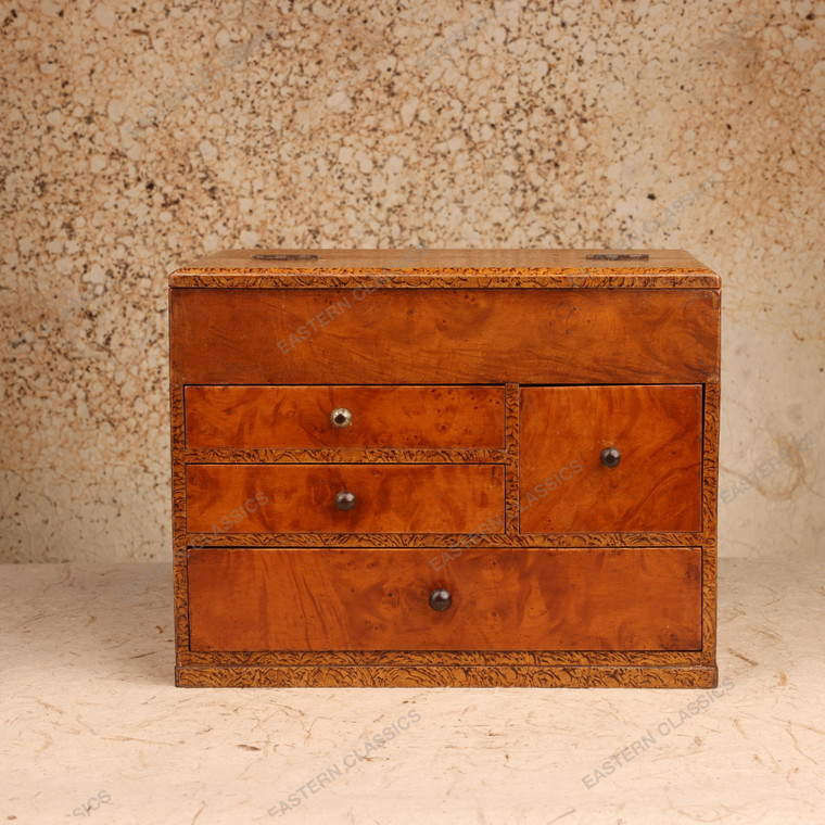 Sewing Boxes Antique Japanese Haribako Sewing Box 1927 1945 Early — Wood, Showa Era (SKU: 26M-556-7) - 1