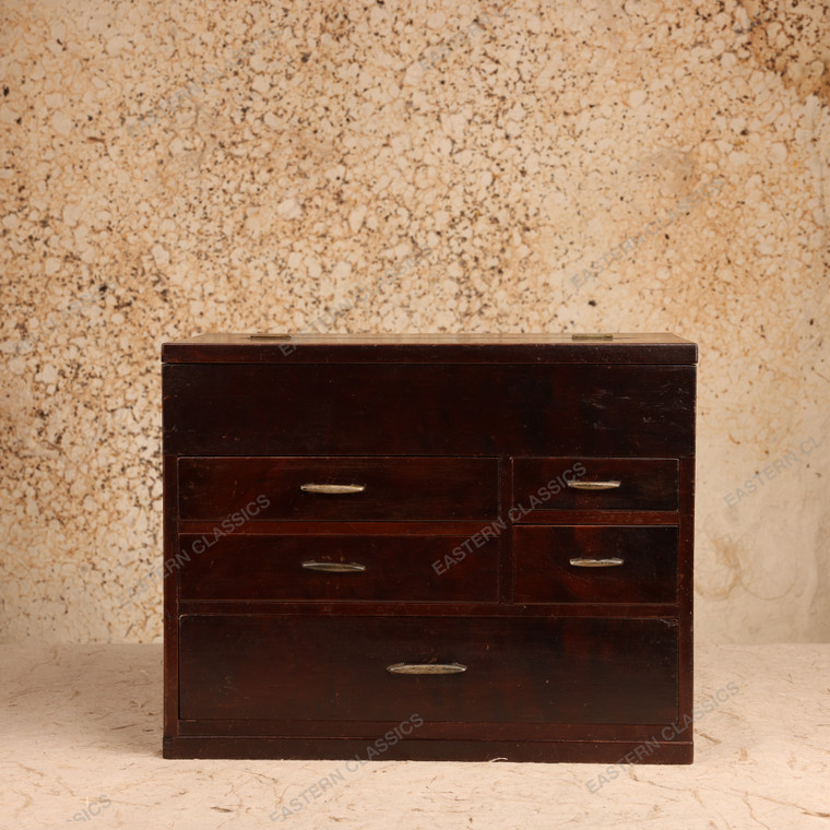 Sewing Boxes Antique Japanese Haribako Sewing Box 1927 1945 Early — Wood, Showa Era (SKU: 26M-556-3) - 1