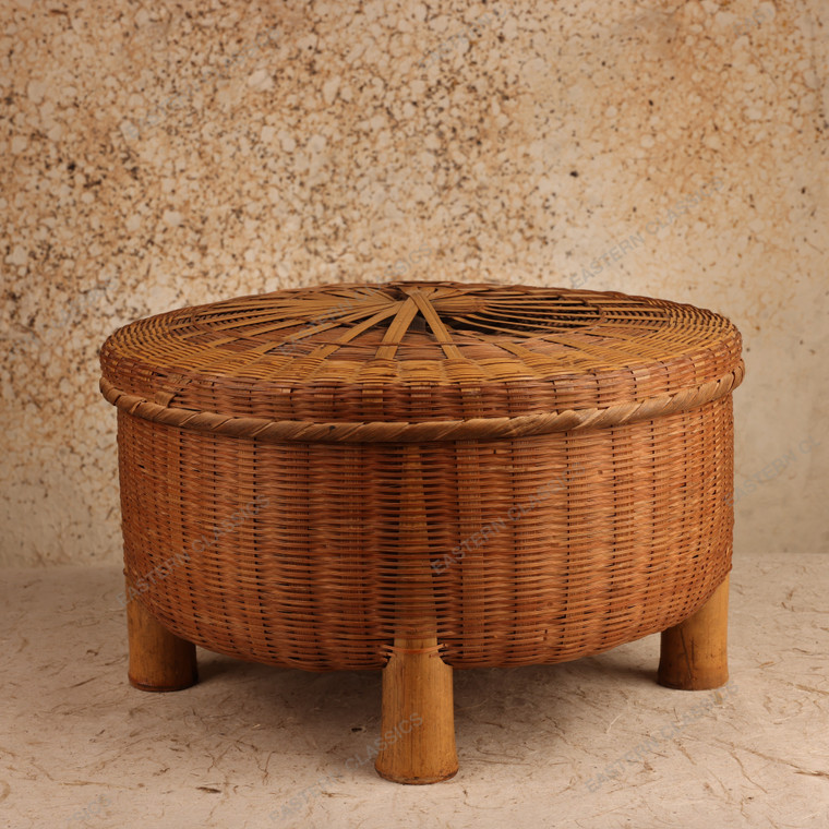 Small Items Vintage Japanese Basket 1946 1965 Mid — Bamboo, Showa Era (SKU: 26M-592) - 1