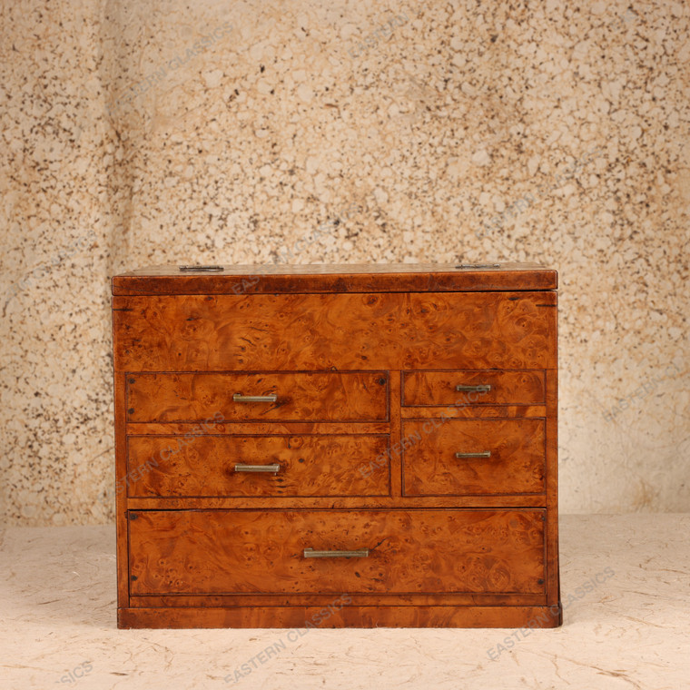 Sewing Boxes Antique Japanese Haribako Sewing Box 1927 1945 Early — Wood, Showa Era (SKU: 26M-924) - 1