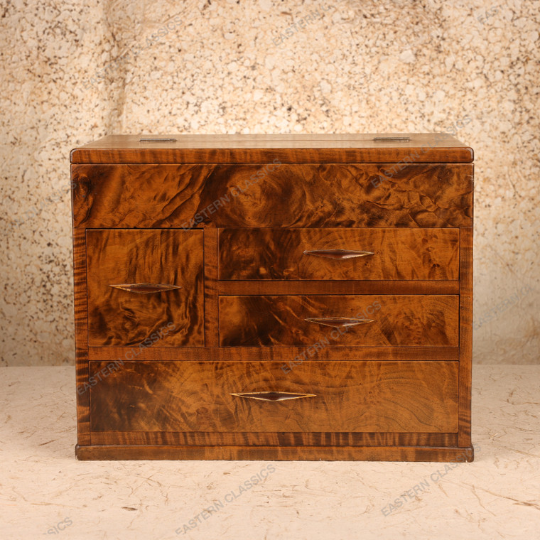 Sewing Boxes Vintage Japanese Haribako Sewing Box 1927 1945 Late Showa, Wood (SKU: 26M-994-2) - 1