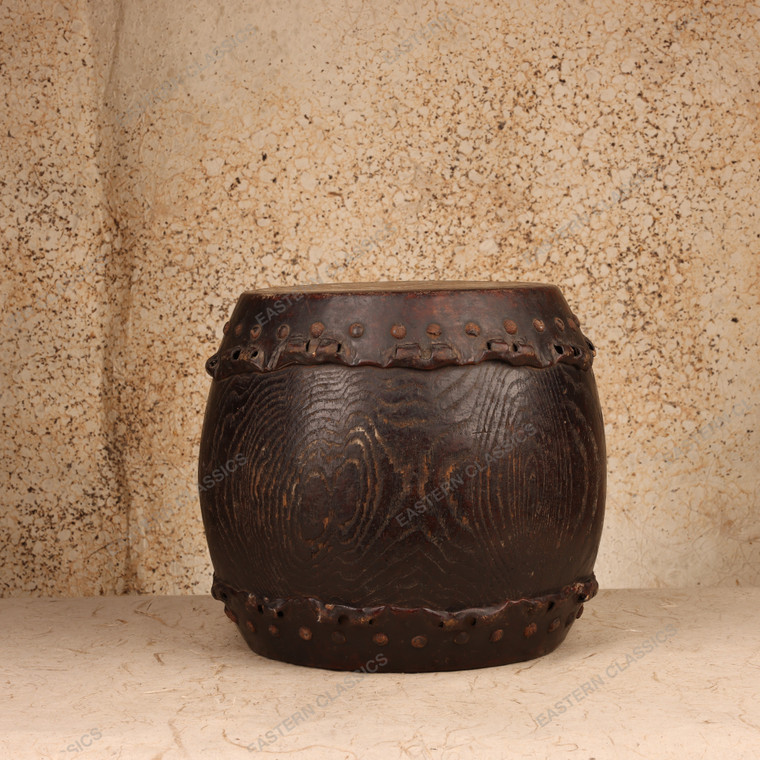 Antique Japanese Taiko Drum with Tomoe Mon Crest, late Meiji circa 1900-1911 | SKU: 26M-720 -1