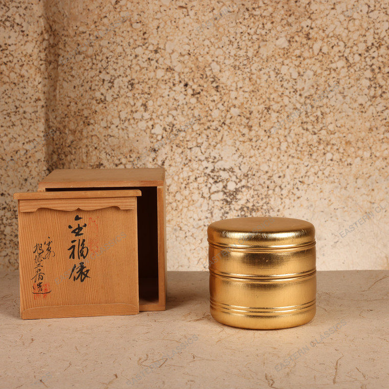 Vintage Japanese Gold Lacquer Natsume (Matcha Caddy), Late Showa 1966-1989 | SKU: 26M-874 -1