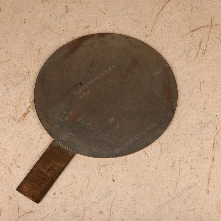 Antique Japanese Bronze Hand Mirror (Kagami) with Crane and Pine Relief, Taisho period, 1912-1926 | SKU: 26M-547-2 -1