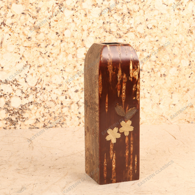 Vintage Japanese Kaba-Zaiku Cherry Bark Flower Vase with Sakura Marquetry Inlay, Late Showa (1966-1989) | SKU: 26M-078 -1