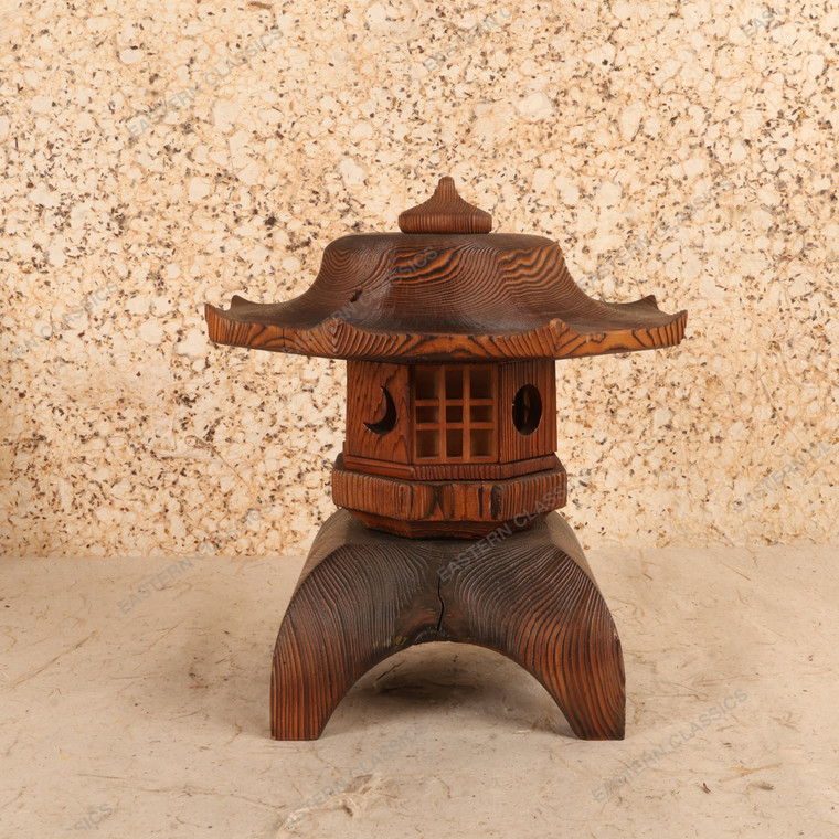 Vintage Japanese Wooden Yukimi Toro Garden Lantern, Mid Showa (1946-1965) | SKU: 26M-149 -1