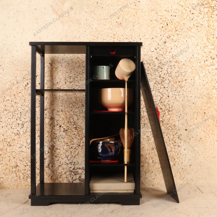Vintage Japanese Chadate Tea Ceremony Cabinet Set with Chawan, Natsume, Chasen, and Utensils, Heisei Era (1990-2018) | SKU: 26M-909 - 1
