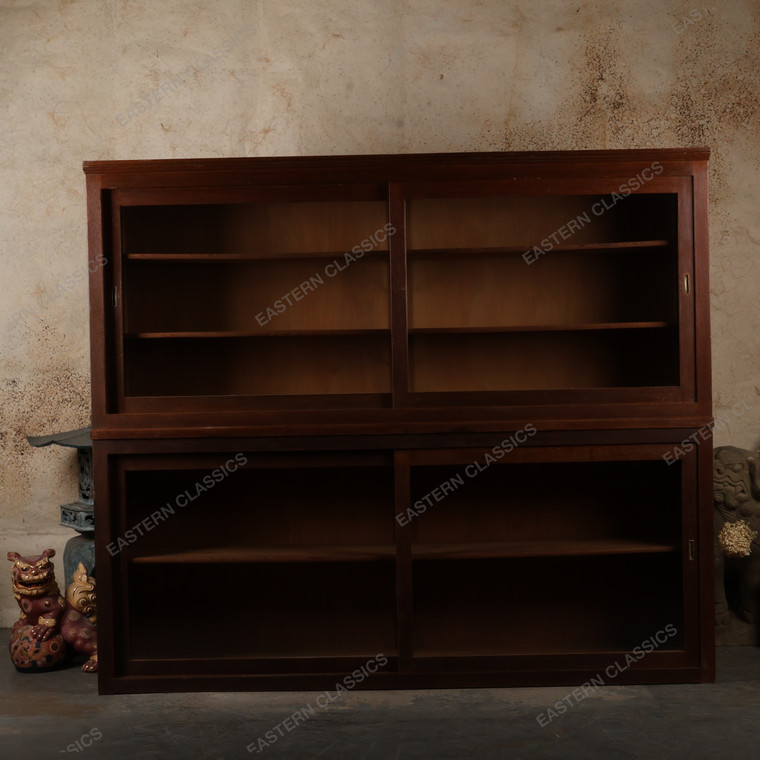 Vintage Japanese Hondana Stacking Bookcase with Sliding Glass Doors, Early Showa (1927-1945) | SKU: 26J-E029 - 1