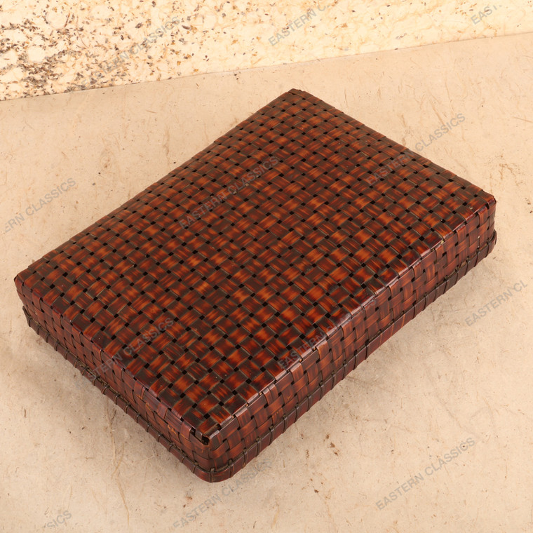 Vintage Japanese Woven Bamboo Lidded Storage Box, Mid-Showa 1946-1965 | SKU: 26J-0838 - 1