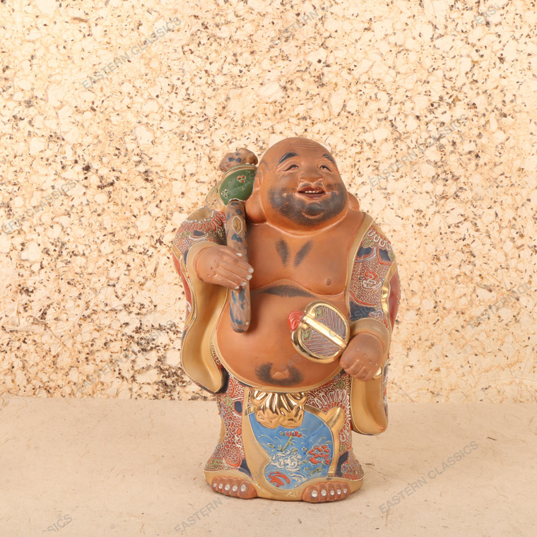Vintage Japanese Satsuma-Style Porcelain Hotei Figurine, Mid Showa 1946-1965 | SKU: 26J-0851-2 - 1
