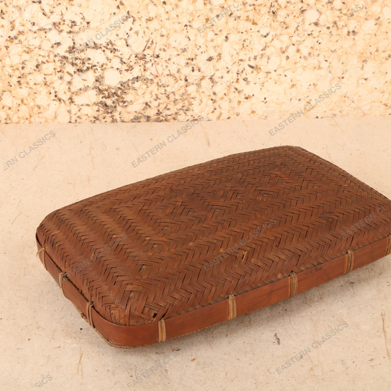 Vintage Japanese Bamboo Lidded Storage Box, Mid Showa 1946-1965 | SKU: 26J-0208-4 - 1