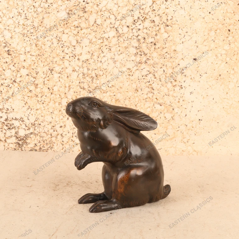 Vintage Japanese Bronze Rabbit Okimono, Mid Showa 1946-1965 | SKU: 26J-0539 - 1