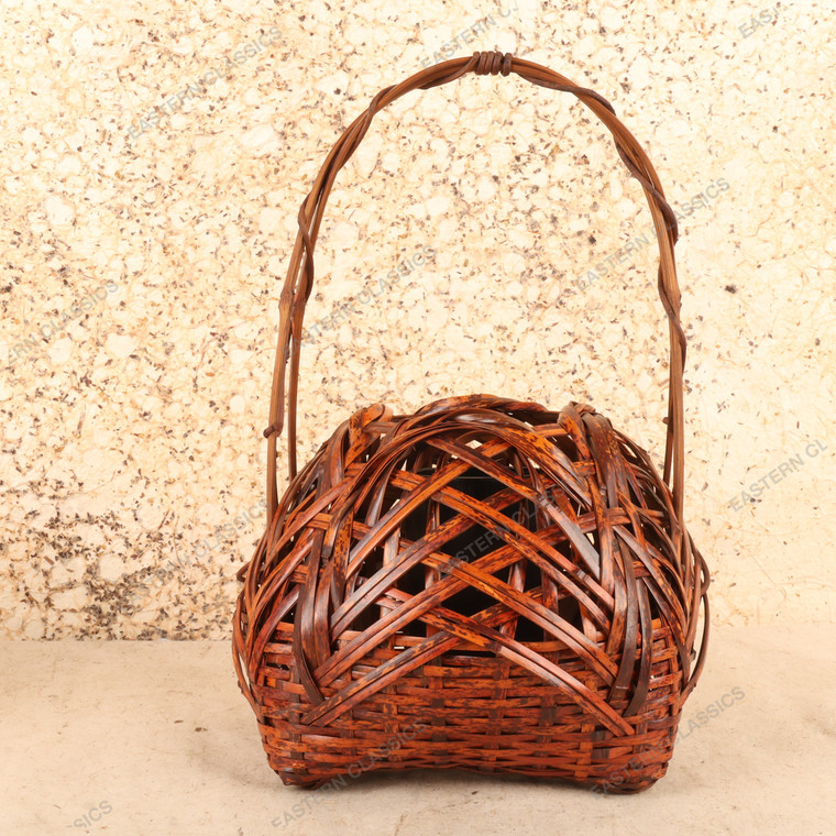 Vintage Japanese Bamboo Hanakago Flower Basket, Late Showa 1966-1989 | SKU: 26J-0680-1 - 1