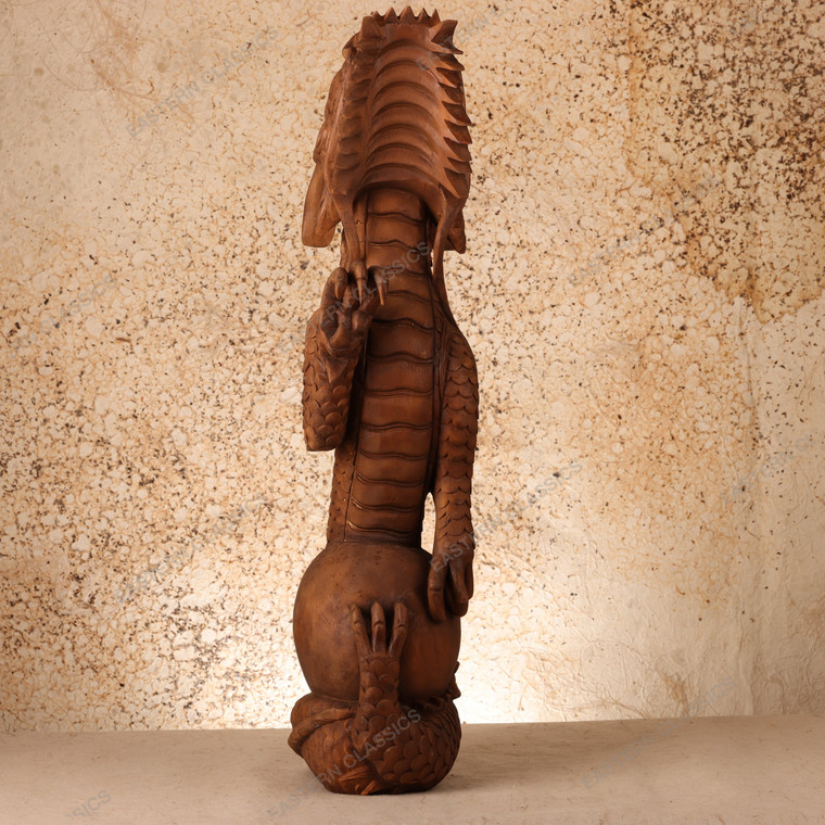 Vintage Japanese Ryu Dragon Wood Sculpture with Tama, Mid-Showa 1946-1965 | SKU: 26J-0564-1 - 1