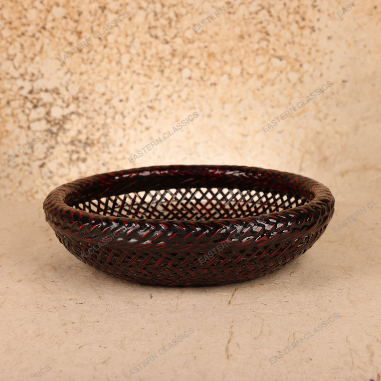 Vintage Japanese Lacquered Bamboo Kashi-ki Confectionery Tray, Heisei era | SKU: 26J-0734 - 1