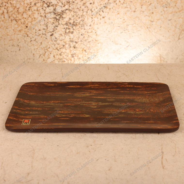Vintage Japanese Obon Serving Tray, Kaba-zaiku Style, Late Showa 1966-1989 | SKU: 26J-0219-2 - 1