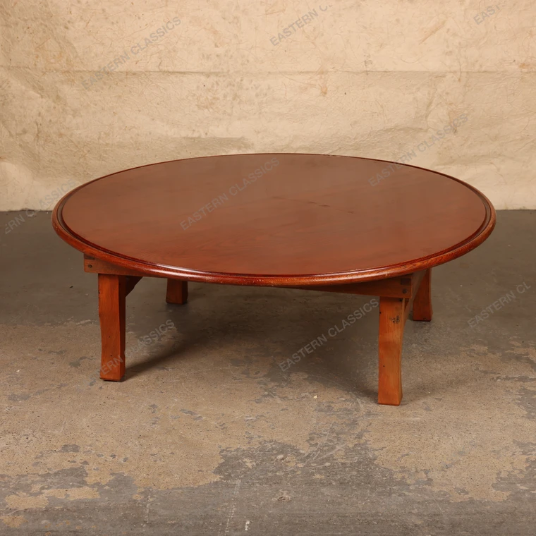 Vintage Japanese Chabudai Round Folding Low Table, Late Showa 1966-1989 | SKU: 26J-0611-2 - 1