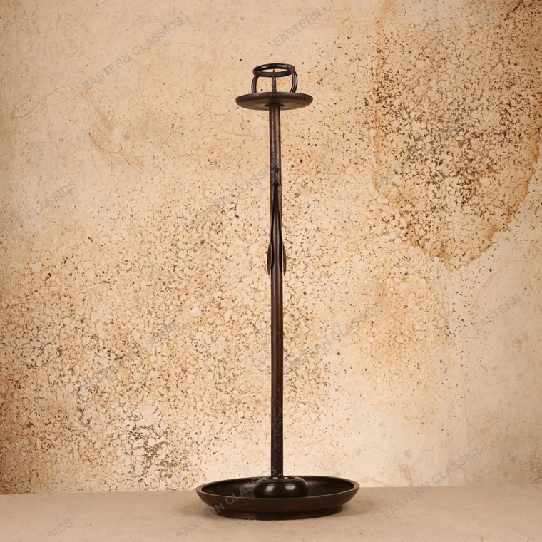 Vintage Japanese Warosoku Shoku Bronze Floor Candlestick Set, Late Showa 1966-1989 | SKU: 26J-0569-2 - 1