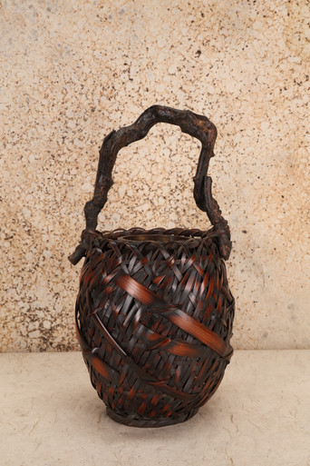 Antique Japanese Ikebana Flower Basket — Bamboo, 1880, Meiji Era