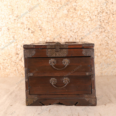 Antique Japanese Mirror Box — Wood, 1920, Taisho Era (SKU: 25S-768