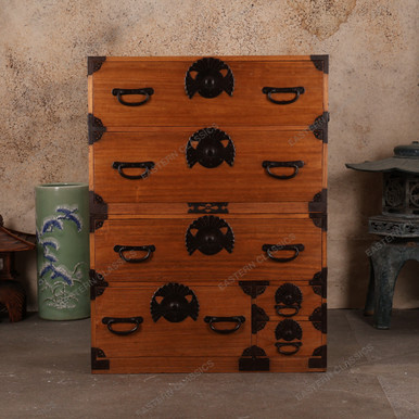Antique Japanese Two Section Kimono Tansu – Kiri Wood Chest with