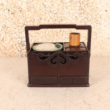 【希少】煙草盆茶道京都Old Japanese ashtray and vase vintage-japanese-ashtray-wood-