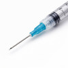 BD PrecisionGlide 3 mL Luer‑Lok Syringe with 23G x 1" Needle — 100/Box (309571) — Needle & hub close detail (gauge confirmation)