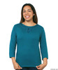 Silvert's 138530203 Womens Beautiful Embroidered T Shirt Top, Size Large, TEAL