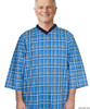 Silvert's 500500202 Mens Adaptive Cotton Hospital Patient Nightgowns , Size Small, MID BLUE CHECK